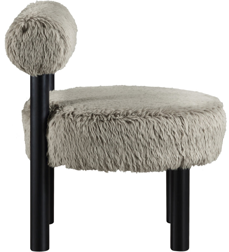 Ambre Vegan Shearling Fabric Upholstered Accent Chair in Taupe - 33065Taupe