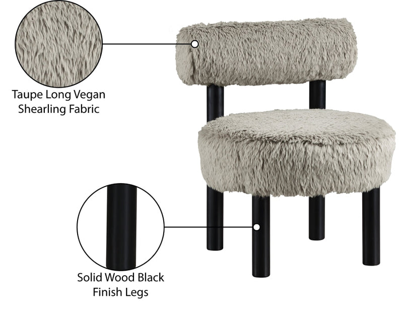 Ambre Vegan Shearling Fabric Upholstered Accent Chair in Taupe - 33065Taupe