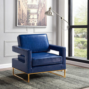 Amelia Vegan Leather Upholstered Accent Chair in Blue - 512Navy