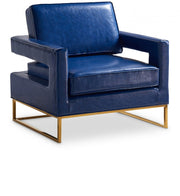 Amelia Vegan Leather Upholstered Accent Chair in Blue - 512Navy