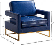 Amelia Vegan Leather Upholstered Accent Chair in Blue - 512Navy