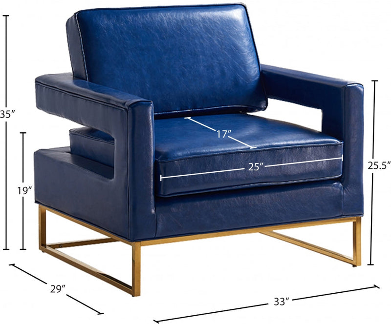 Amelia Vegan Leather Upholstered Accent Chair in Blue - 512Navy