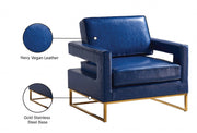 Amelia Vegan Leather Upholstered Accent Chair in Blue - 512Navy