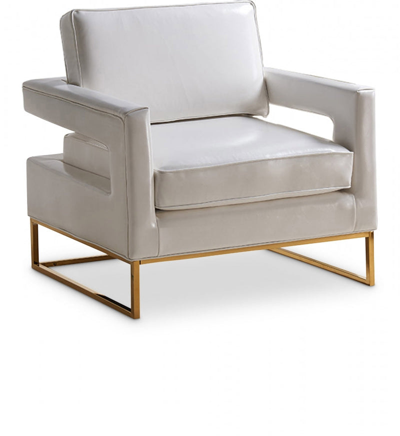 Amelia Vegan Leather Upholstered Accent Chair in White - 512White
