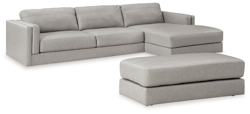 Amiata 2-Piece Sectional with Ottoman in Glacier - PKG015524
