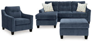 Amity Bay Sofa Chaise, Chair, and Ottoman in Ink - Gate FurnitureSectional