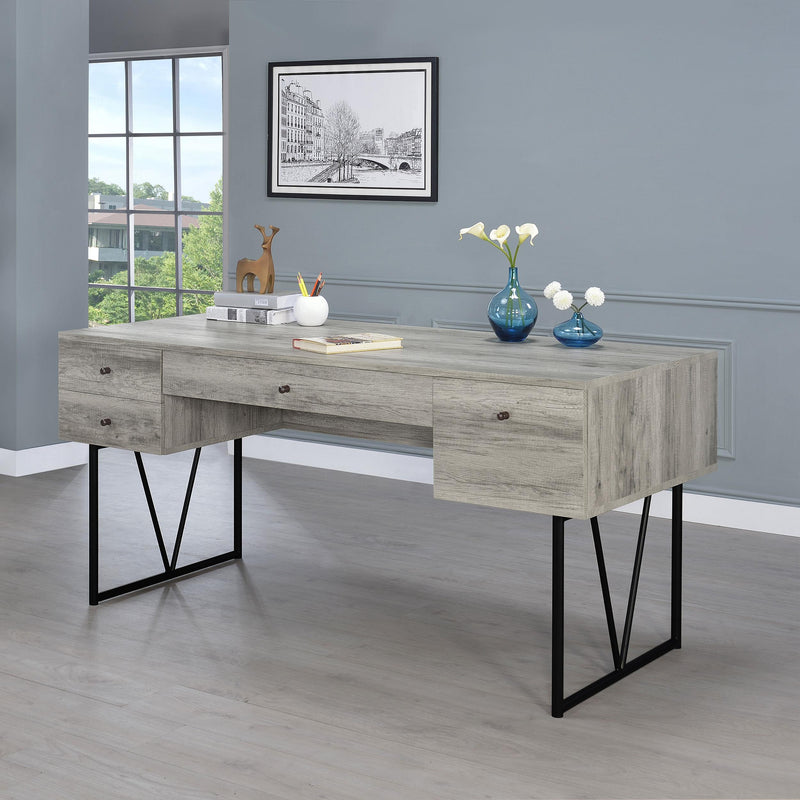 Analiese 63-inch 4-drawer Writing Desk Grey Driftwood - 801999