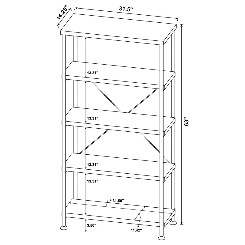 Analiese 63-inch 4-shelf Bookshelf Rustic Nutmeg - 801542