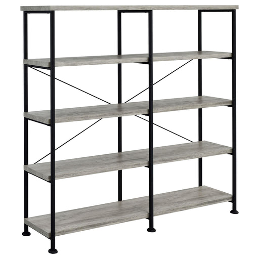 Analiese 63-inch 4-shelf Double Bookshelf Grey Driftwood - 801544