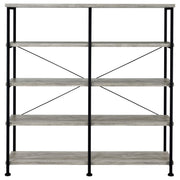 Analiese 63-inch 4-shelf Double Bookshelf Grey Driftwood - 801544