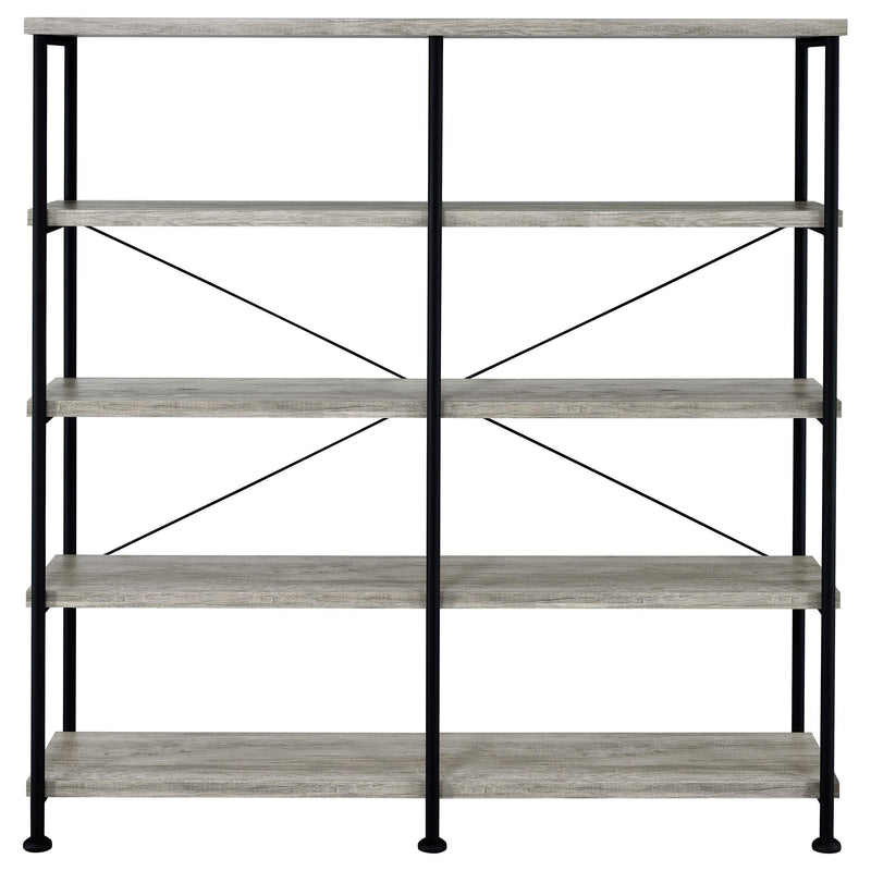 Analiese 63-inch 4-shelf Double Bookshelf Grey Driftwood - 801544