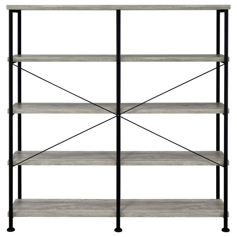 Analiese 63-inch 4-shelf Double Bookshelf Grey Driftwood - 801544
