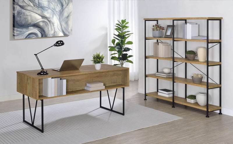 Analiese 63-inch 4-shelf Double Bookshelf Mango - 801853