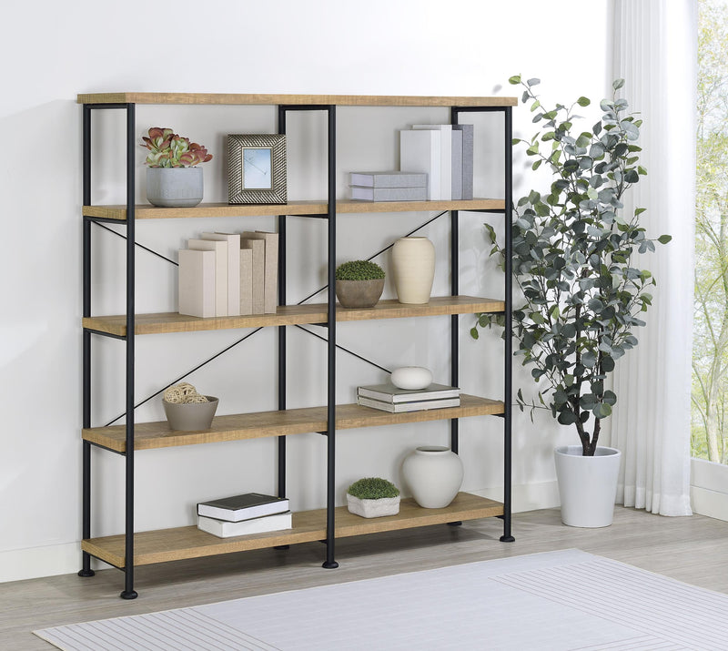 Analiese 63-inch 4-shelf Double Bookshelf Mango - 801853