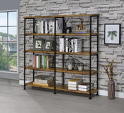Analiese 63-inch 4-shelf Double Bookshelf Rustic Nutmeg - 801543