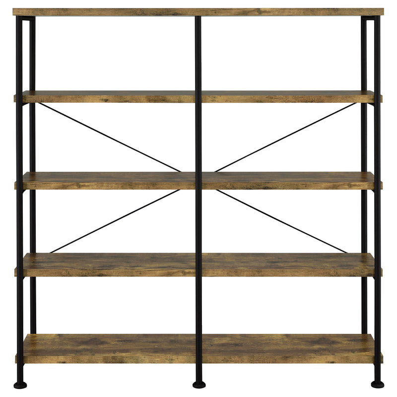 Analiese 63-inch 4-shelf Double Bookshelf Rustic Nutmeg - 801543