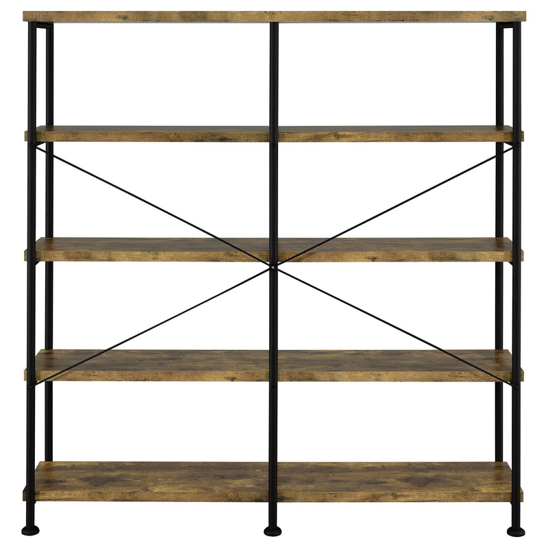 Analiese 63-inch 4-shelf Double Bookshelf Rustic Nutmeg - 801543