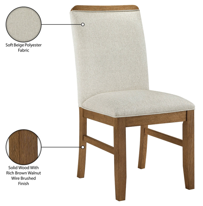 Ananda Fabric Upholstered Dining Chair in Beige, Set of 2 - 88040Beige-C