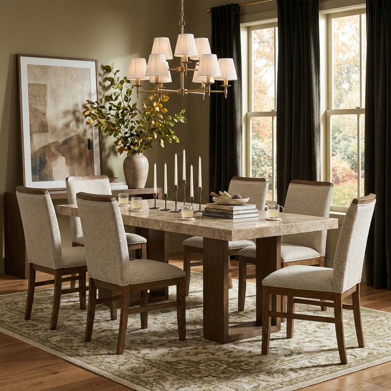 Ananda Fabric Upholstered Dining Chair in Beige, Set of 2 - 88040Beige-C