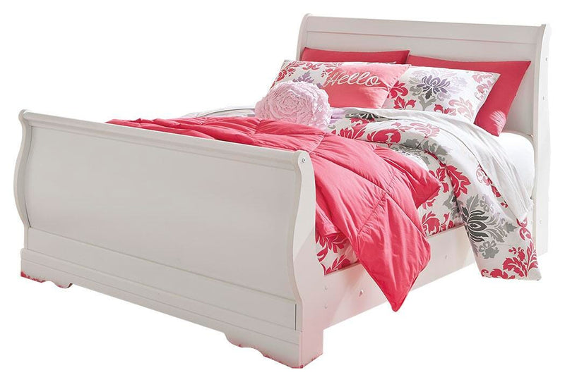 Anarasia Full Sleigh Bed with Dresser in White - PKG002583