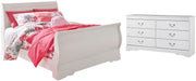 Anarasia Full Sleigh Bed with Dresser in White - PKG002583