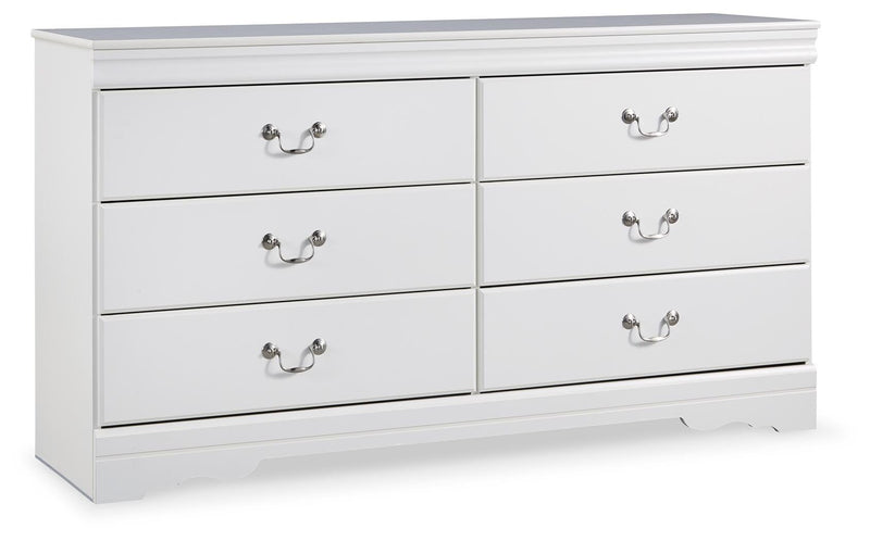 Anarasia Full Sleigh Headboard and Dresser in White - PKG002571