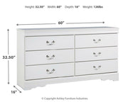 Anarasia Full Sleigh Headboard and Dresser in White - PKG002571
