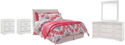 Anarasia Full Sleigh Headboard, Dresser, Mirror and 2 Nightstands in White - PKG002573