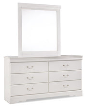 Anarasia Full Sleigh Headboard, Dresser, Mirror and Chest in White - PKG002574