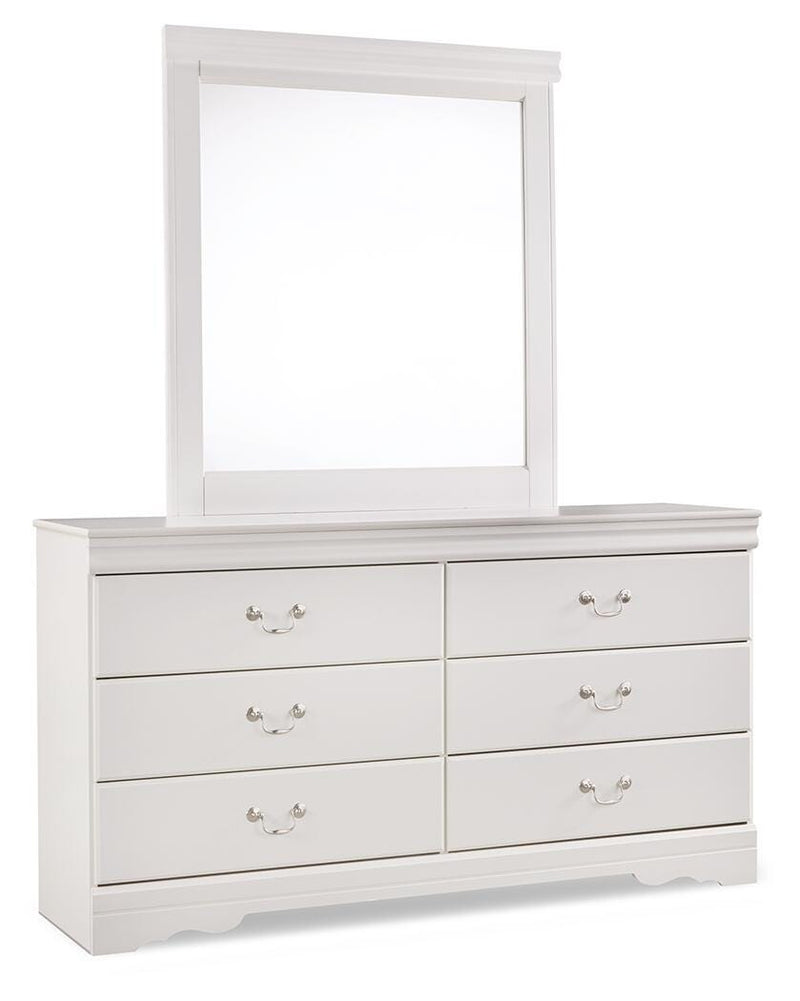 Anarasia Full Sleigh Headboard, Dresser, Mirror and Chest in White - PKG002574