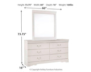 Anarasia Full Sleigh Headboard, Dresser, Mirror, Chest and Nightstand in White - PKG002575