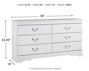 Anarasia Queen Sleigh Bed with Dresser in White from Ashley - Luna Furniture