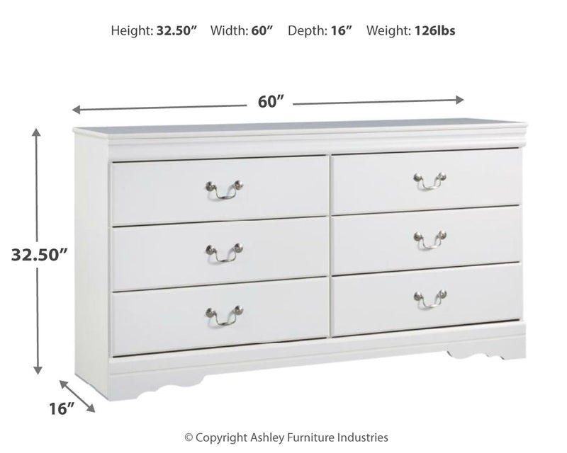 Anarasia Queen Sleigh Bed with Dresser in White from Ashley - Luna Furniture