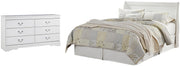 Anarasia Queen Sleigh Headboard and Dresser in White - PKG002559