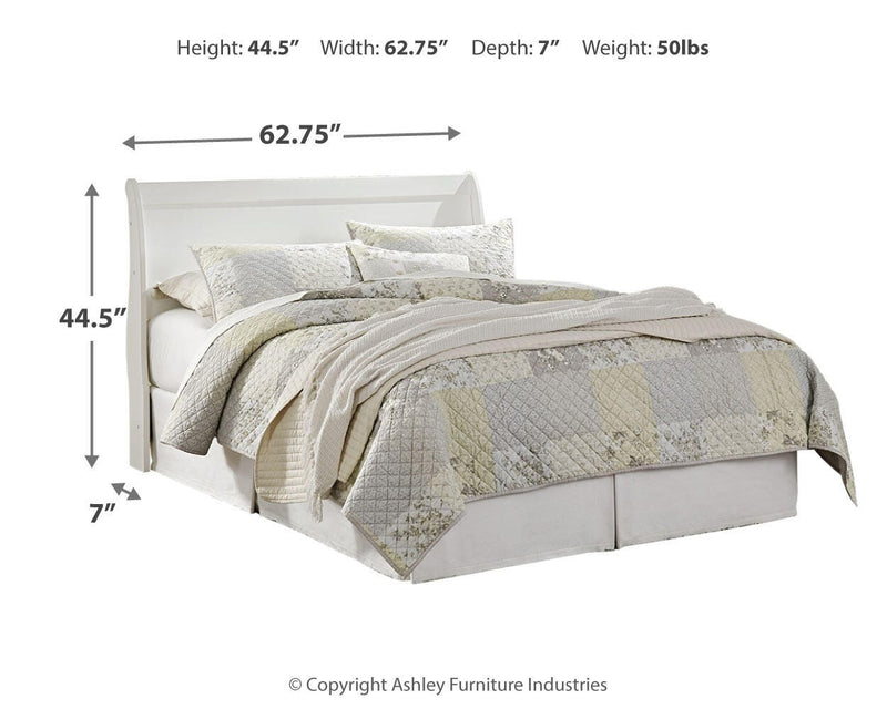 Anarasia Queen Sleigh Headboard and Dresser in White - PKG002559
