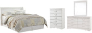 Anarasia Queen Sleigh Headboard, Dresser, Mirror and Chest in White - PKG002562