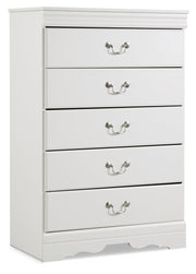 Anarasia Twin Sleigh Bed with Mirrored Dresser and Chest in White from Ashley - Luna Furniture