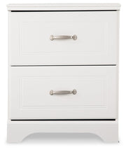 Anarasia Twin Sleigh Bed with Mirrored Dresser and Nightstand in White - PKG014153