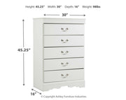 Anarasia Twin Sleigh Headboard Bed with Mirrored Dresser, Chest and 2 Nightstands in White from Ashley - Luna Furniture