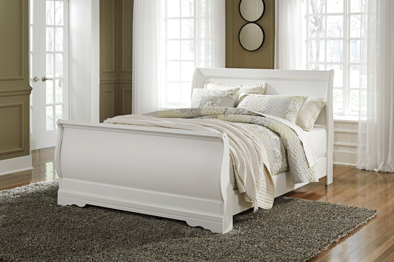 Anarasia White Queen Sleigh Bed - Gate FurnitureQueen Bed