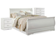 Anarasia White Queen Sleigh Bed with Chest of Drawers and Nightstand - B129B12