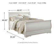 Anarasia White Queen Sleigh Bed with Chest of Drawers and Nightstand - B129B12