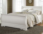 Anarasia White Queen Sleigh Bed with Chest of Drawers and Nightstand - B129B12
