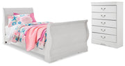 Anarasia White Twin Sleigh Bed and Chest - B129B16