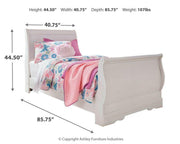 Anarasia White Twin Sleigh Bed and Chest - B129B16