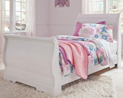 Anarasia White Twin Sleigh Bed and Chest - B129B16