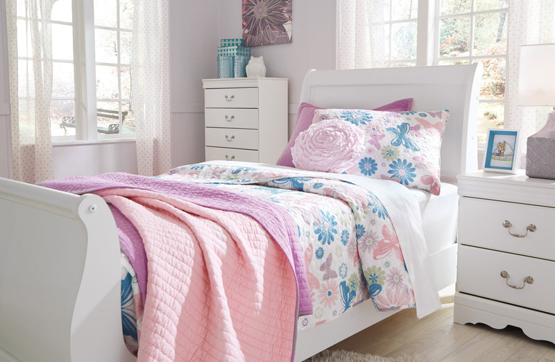 Anarasia White Twin Sleigh Bed - Gate FurnitureTwin Bed