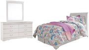 Anarasia White Twin Sleigh Headboard, Dresser and Mirror - B129B18