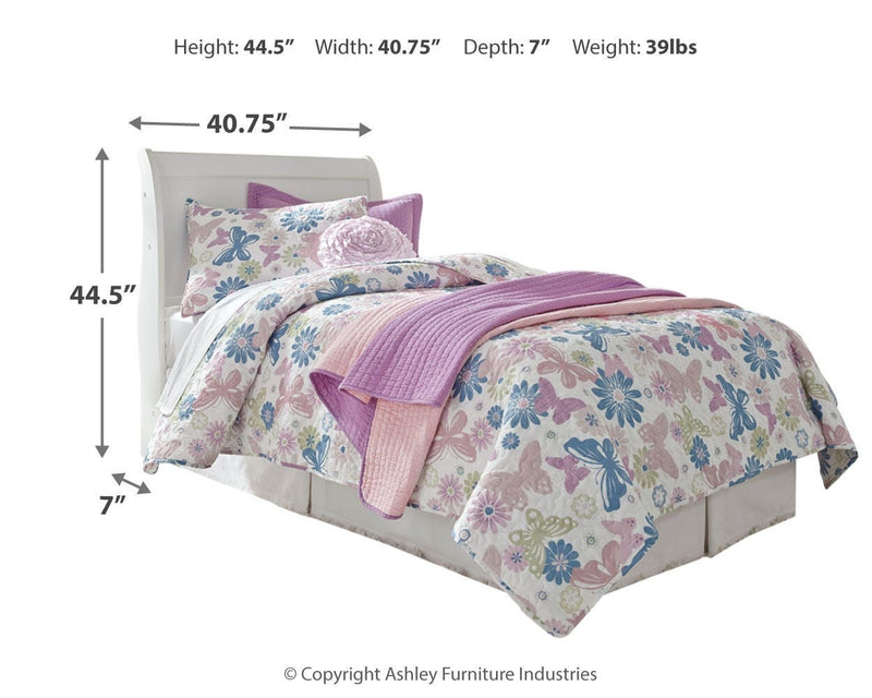 Anarasia White Twin Sleigh Headboard, Dresser and Mirror - B129B18