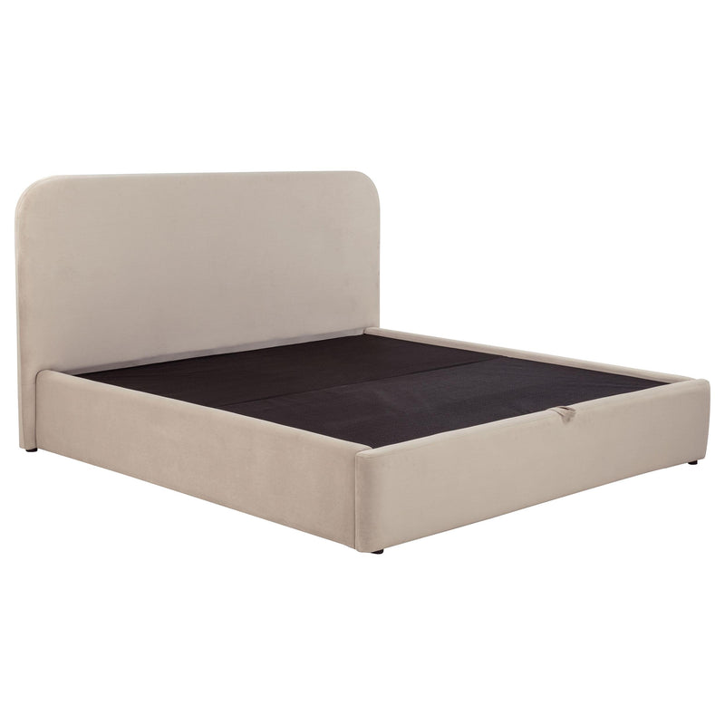Anders Upholstered Eastern King Storage Lift Platform Bed Beige - 306037BEIKE